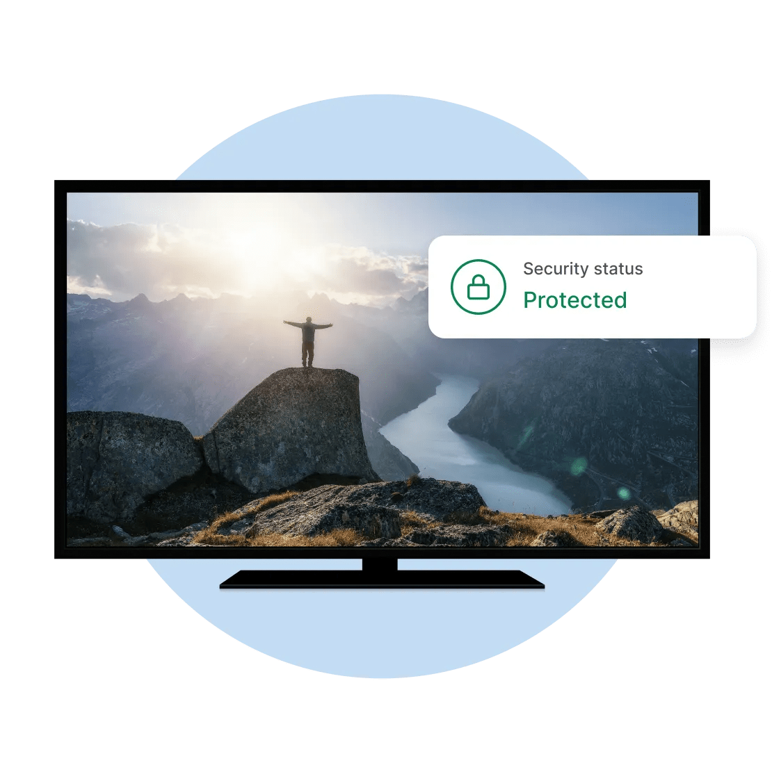 A smart TV that uses a VPN for streaming paid home content while abroad