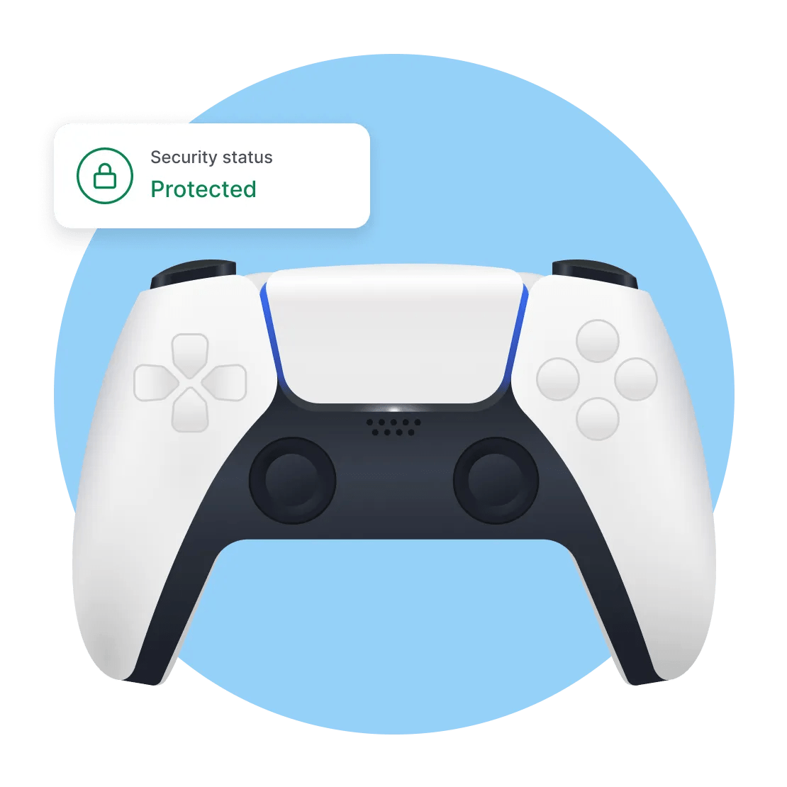 A PS5 console controller for playing games while connected to a VPN server